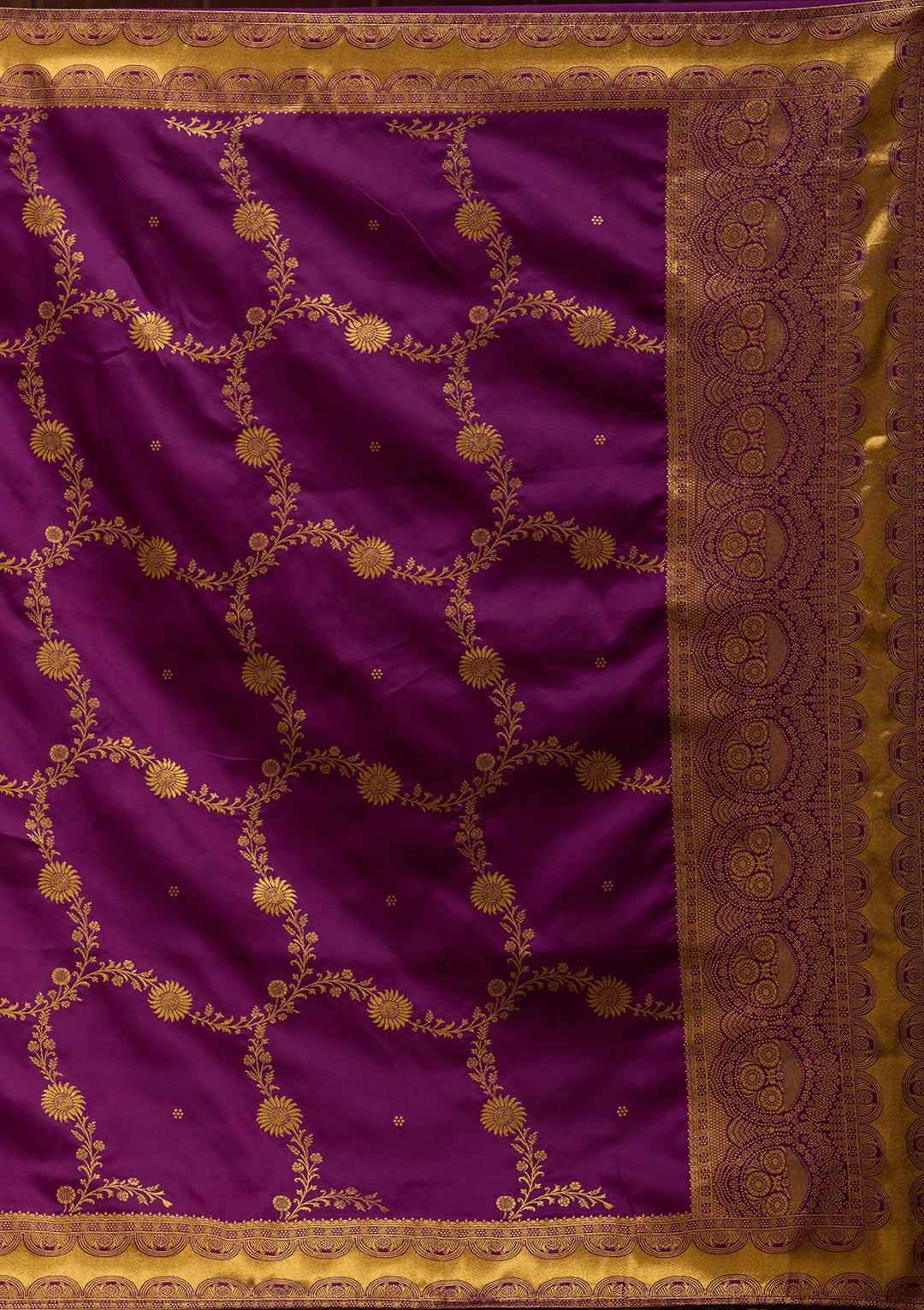 Beige  Banarasi Semi-Stitched Lehenga