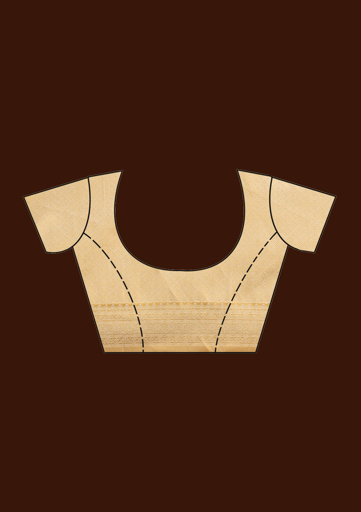 Off White Banarasi Semi-Stiched Lehenga