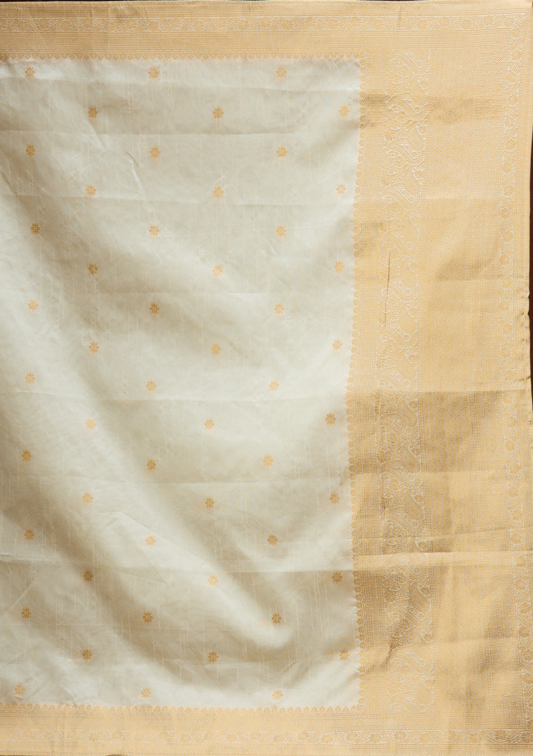 Off White Banarasi Semi-Stiched Lehenga