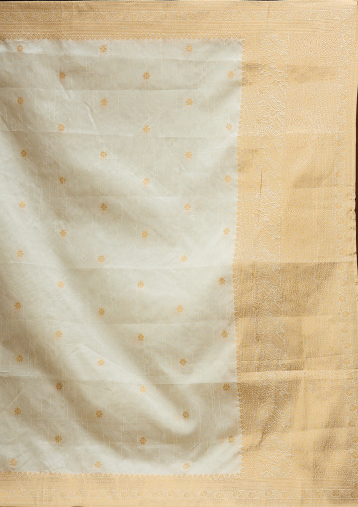 Off White Banarasi Semi-Stiched Lehenga