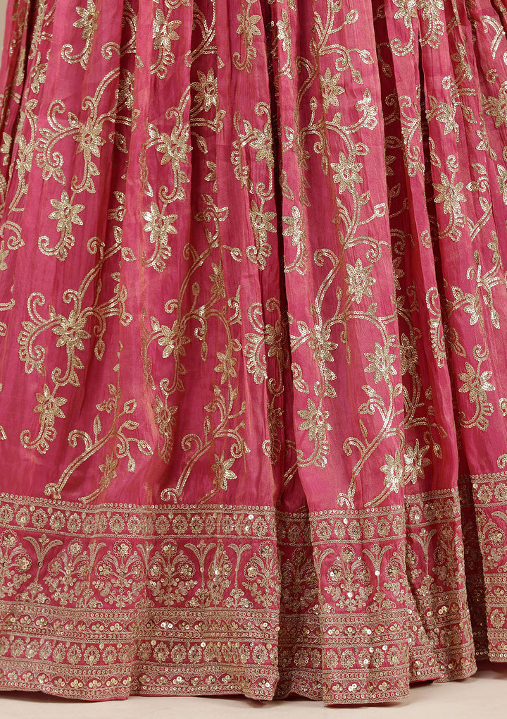 Magenta Pink Sequins Shimmer Readymade Lehenga