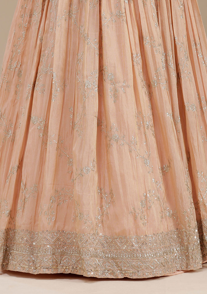 Peach Sequins Shimmer Readymade Lehenga