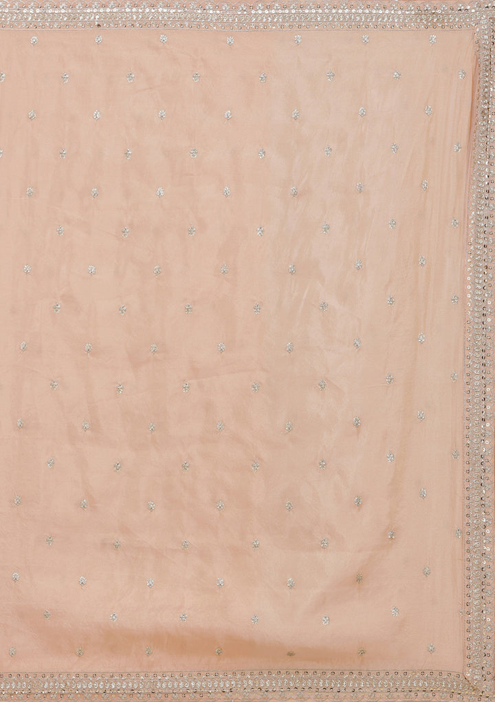 Peach Sequins Shimmer Readymade Lehenga