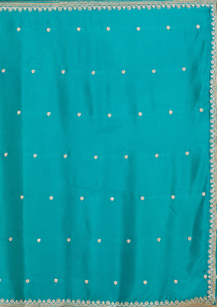 Mehandi Green Zariwork (Gold) Crepe Readymade Lehenga