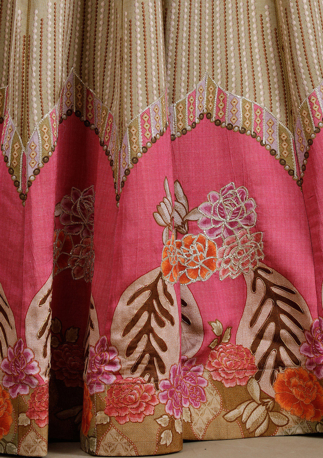 Pista Green Threadwork Art Silk Readymade Lehenga