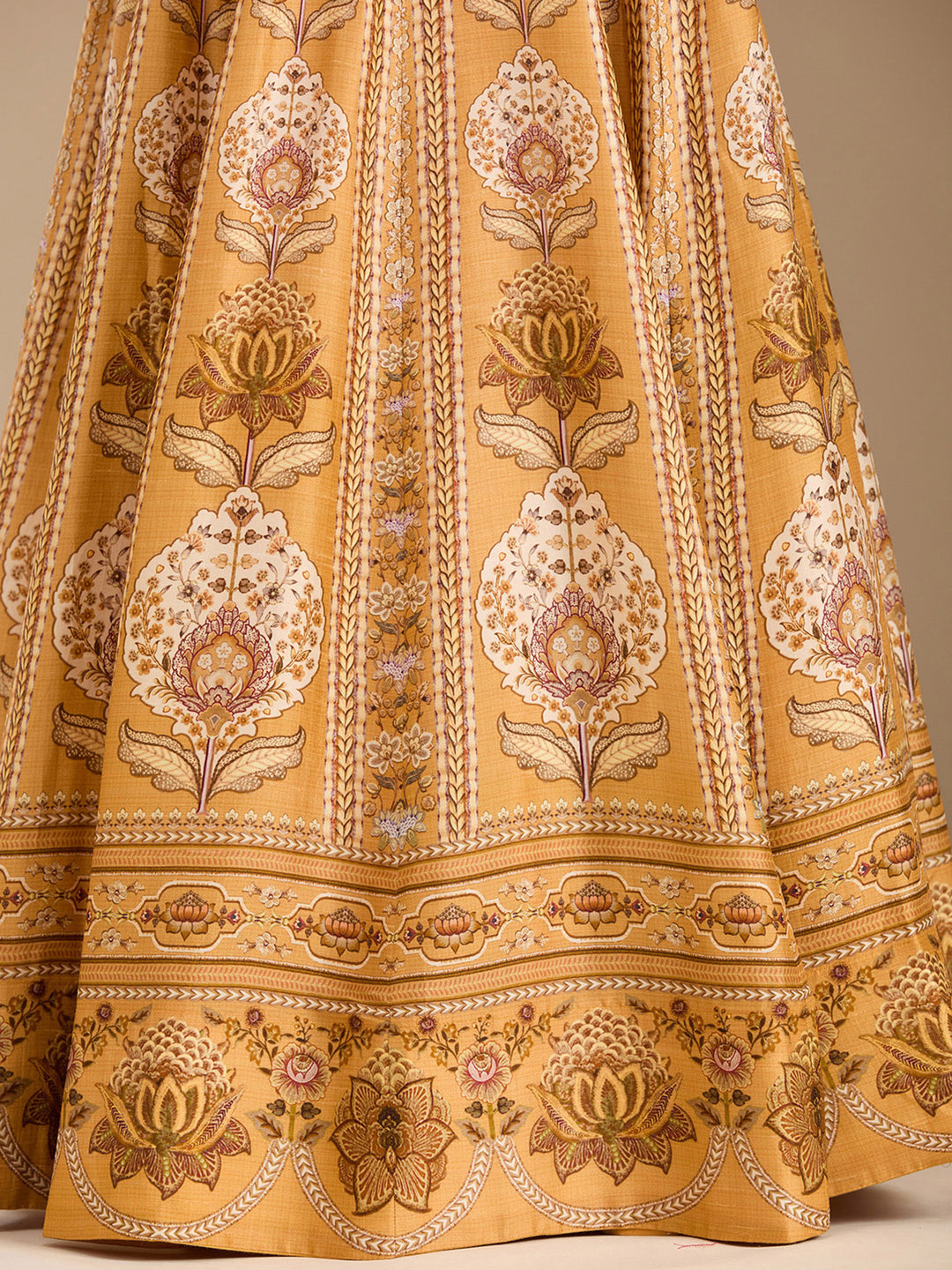 Yellow Threadwork Art Silk Readymade Lehenga