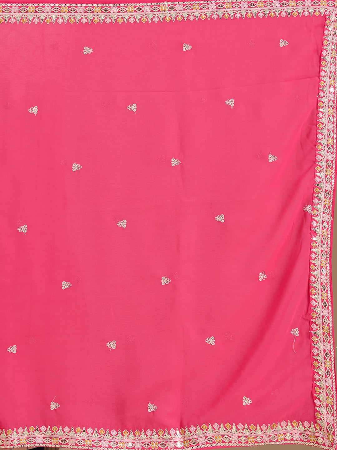 Pink Zariwork (Gold) Georgette Readymade Lehenga