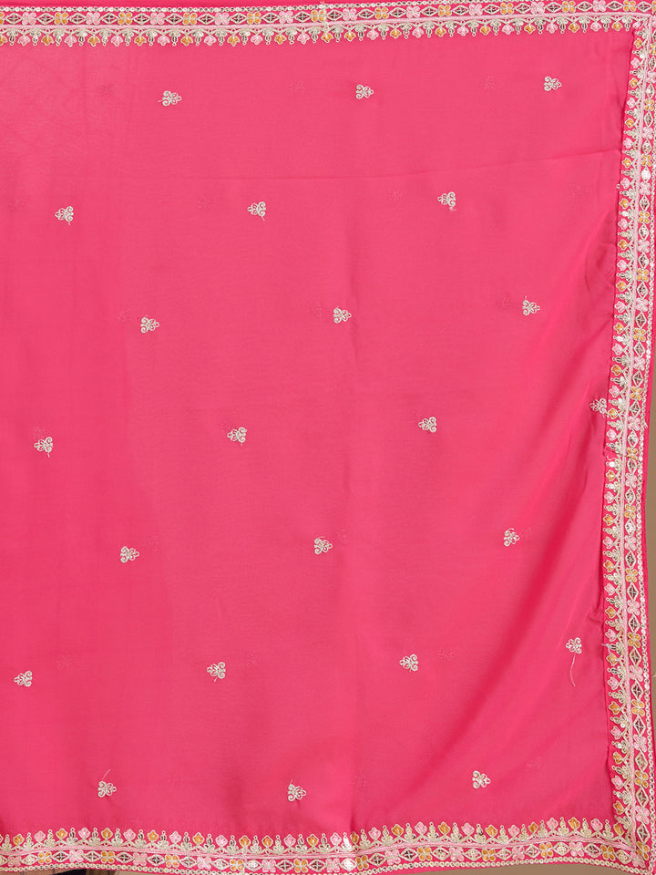Pink Zariwork (Gold) Georgette Readymade Lehenga