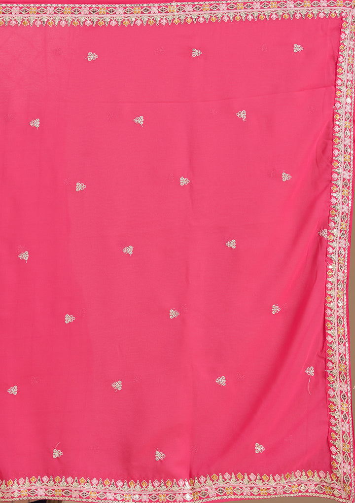 Pink Zariwork (Gold) Georgette Readymade Lehenga