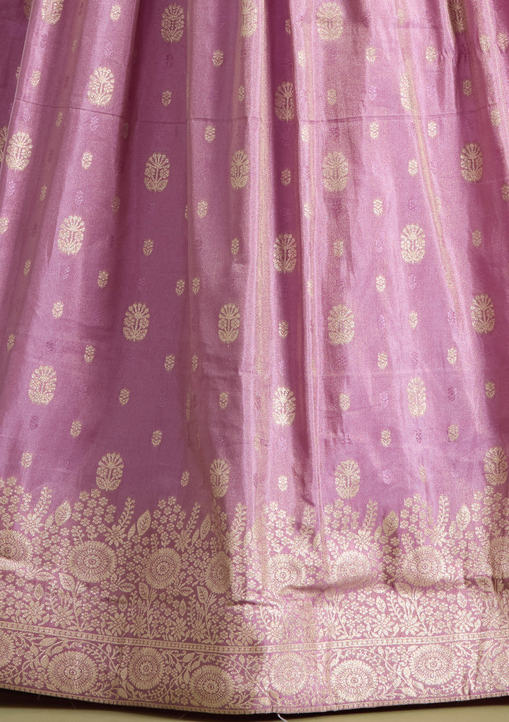 Lavender Sequins Banarasi Readymade Lehenga