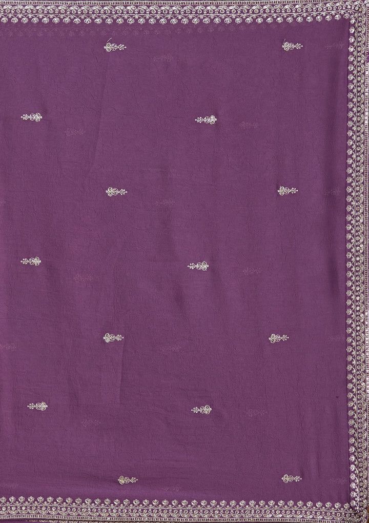 Lavender Zariwork (Silver) Soft Raw Silk Readymade Lehenga