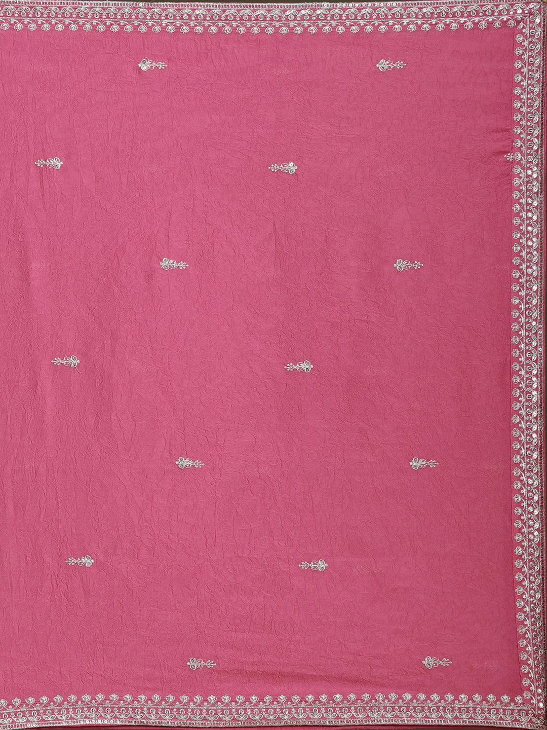 Pink Zariwork (Silver) Soft Raw Silk Readymade Lehenga