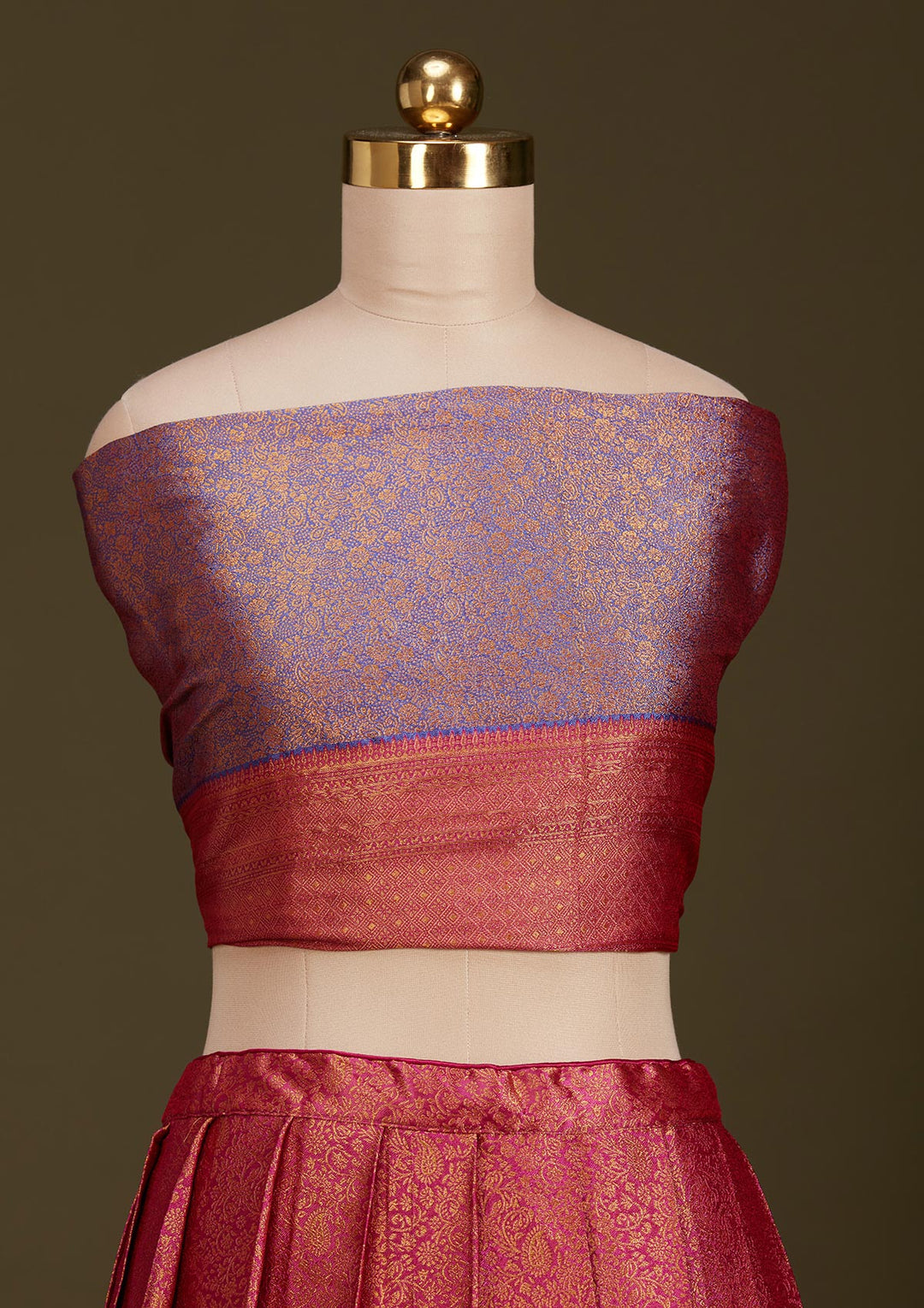 Rani Pink No Work (Plain) Banarasi Readymade Lehenga