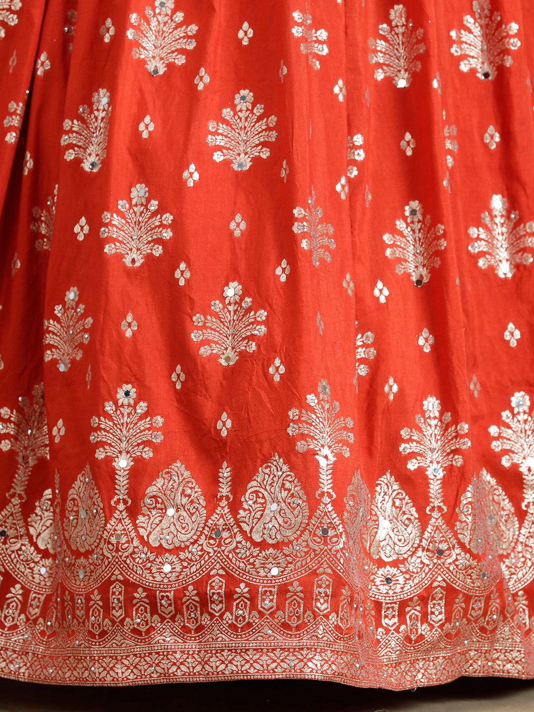 Rust Sequins Georgette Readymade Lehenga