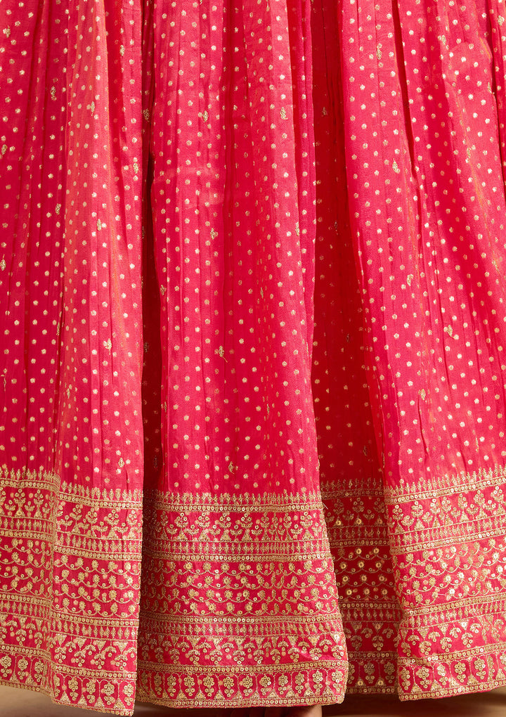 Rani Pink Zariwork (Gold) Brocade Readymade Lehenga