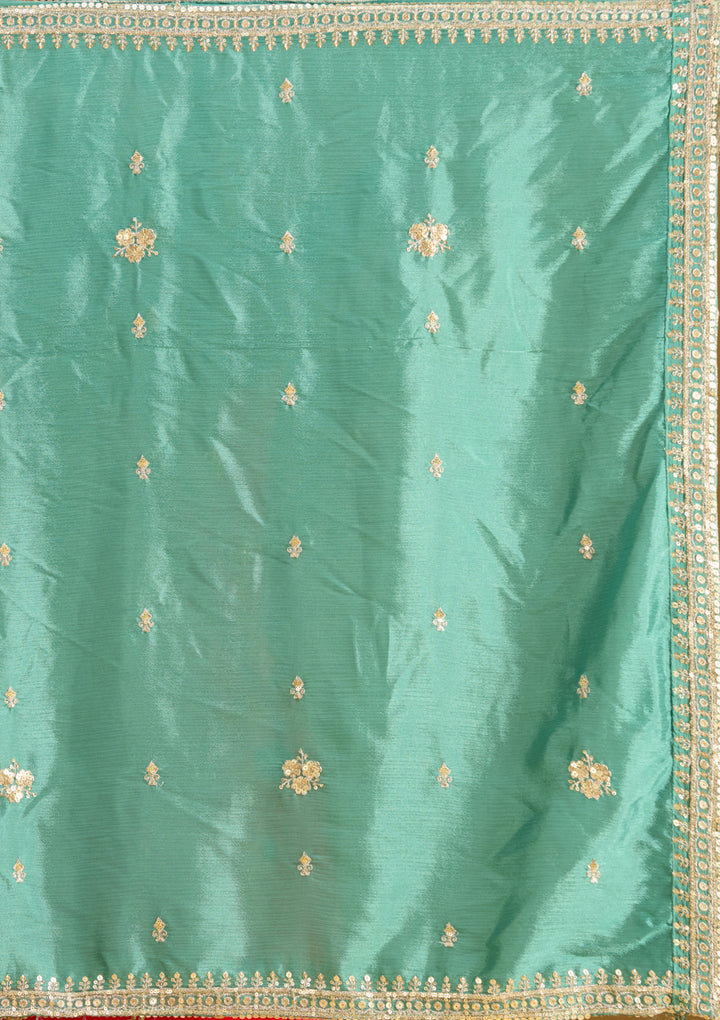 Sea Green Zariwork (Gold) Art Silk Readymade Lehenga
