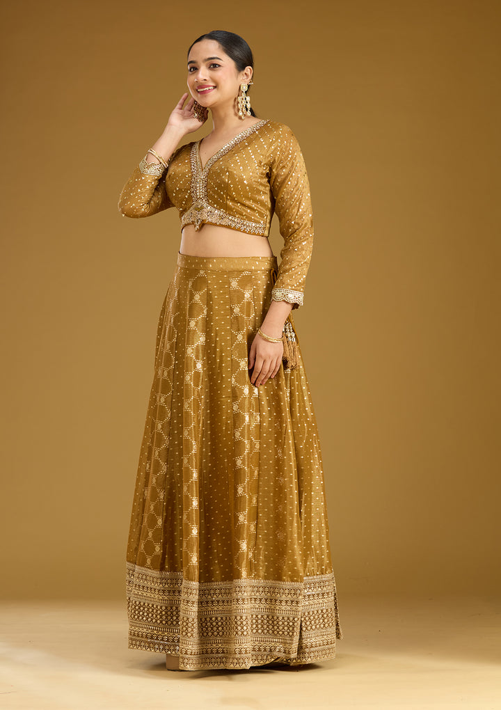 Gold Zariwork (Gold) Soft Raw Silk Readymade Lehenga