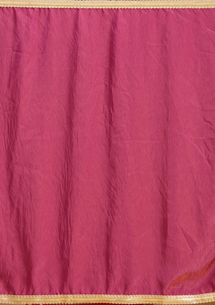 Onion Pink Sequins Tissue Readymade Lehenga