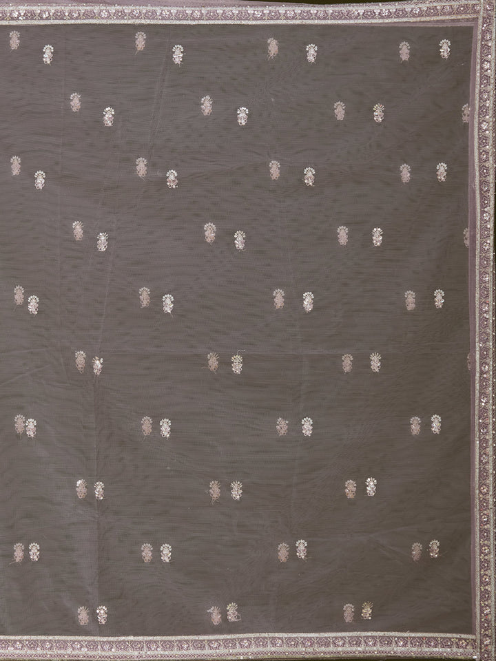 Lavender Sequins Net Readymade Lehenga