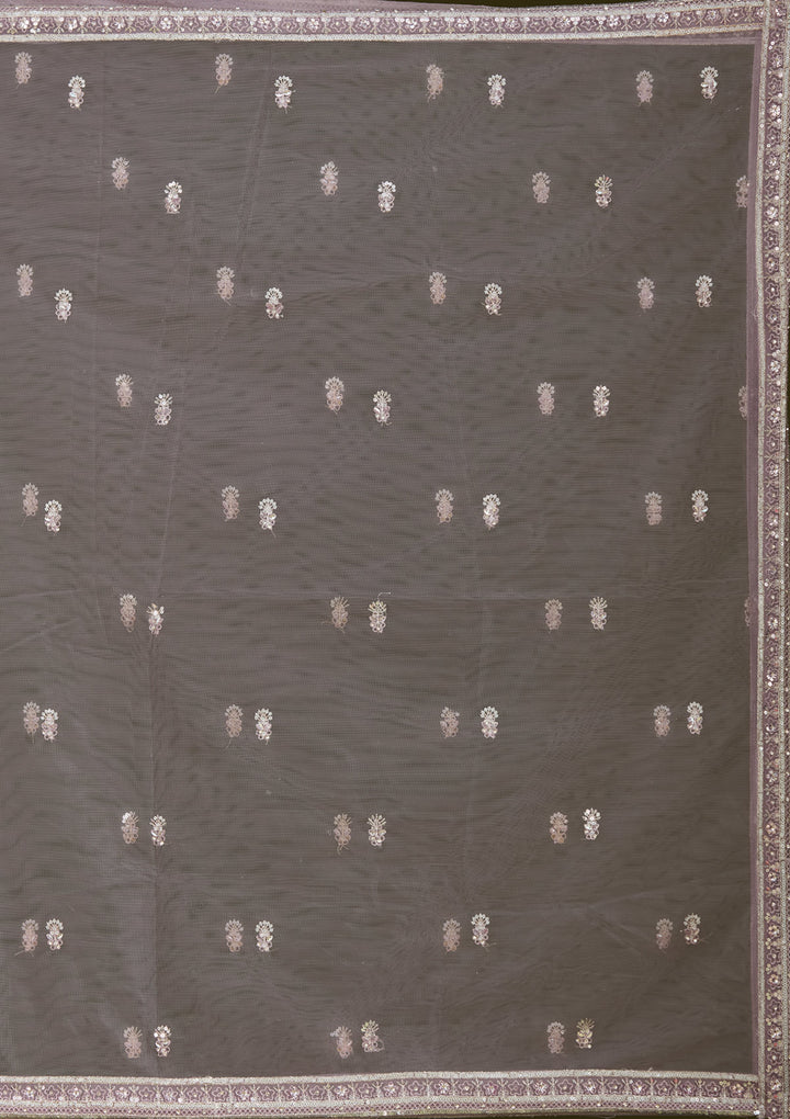 Lavender Sequins Net Readymade Lehenga