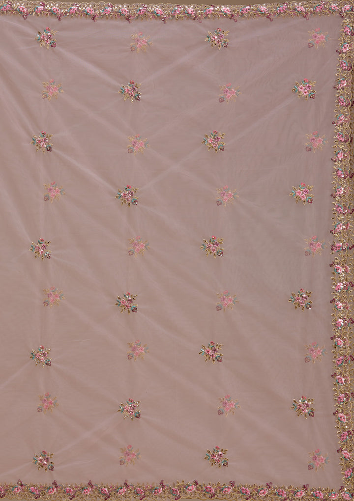 Maroon Threadwork Raw Silk Readymade Lehenga