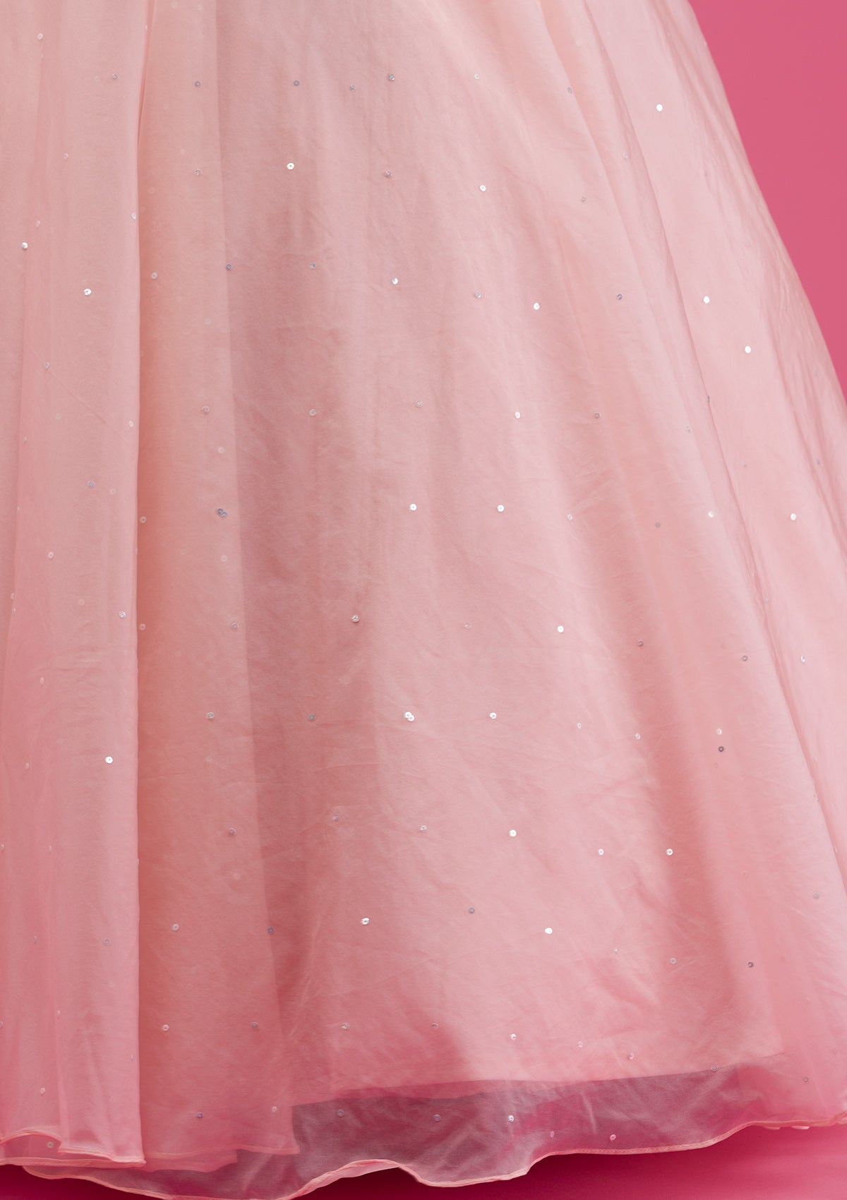 Pink Sequins Tissue Readymade Lehenga