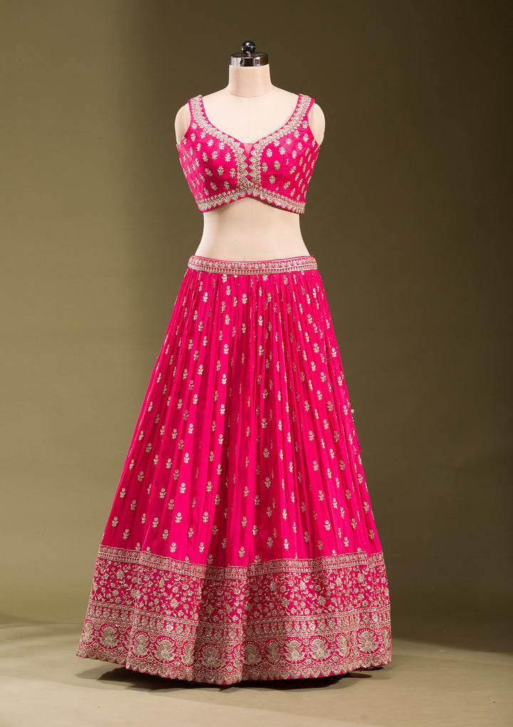 Rani Pink Zariwork Georgette Readymade Lehenga