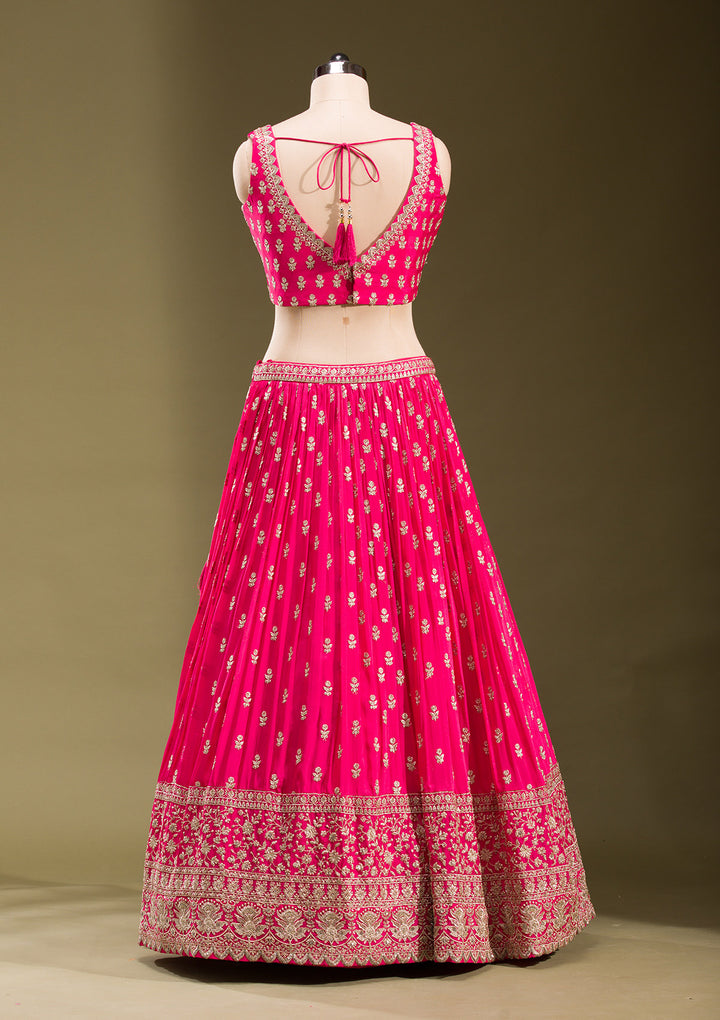 Rani Pink Zariwork Georgette Readymade Lehenga