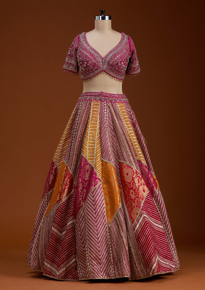 Rani Pink Cutdana Banarasi Readymade Lehenga