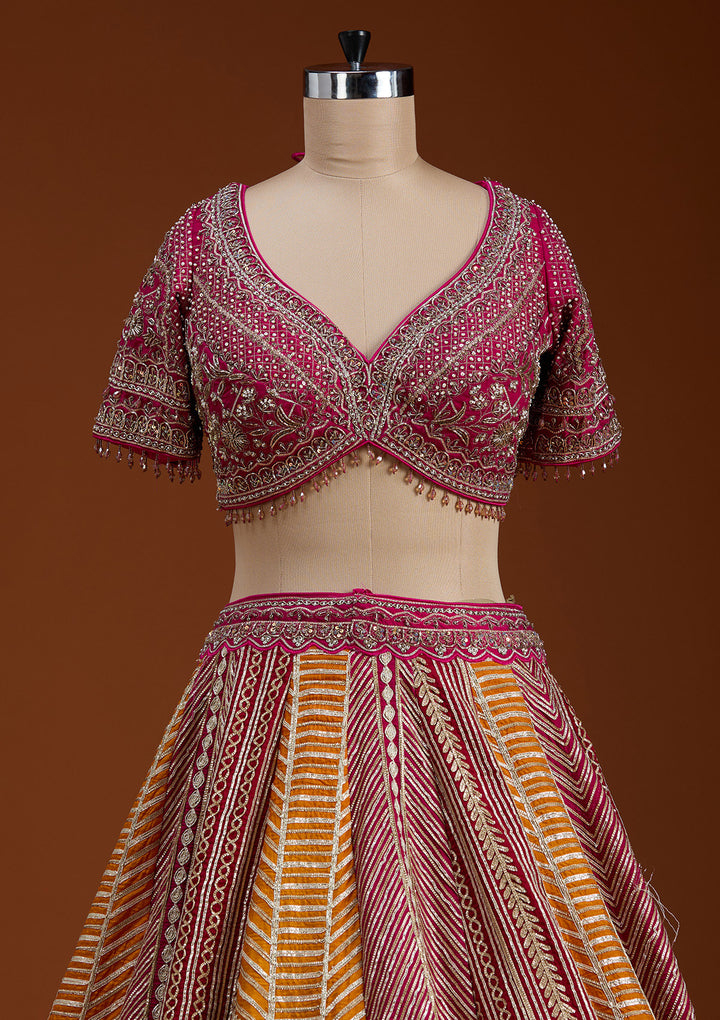 Rani Pink Cutdana Banarasi Readymade Lehenga