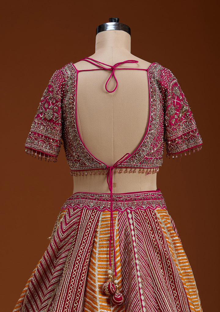 Rani Pink Cutdana Banarasi Readymade Lehenga