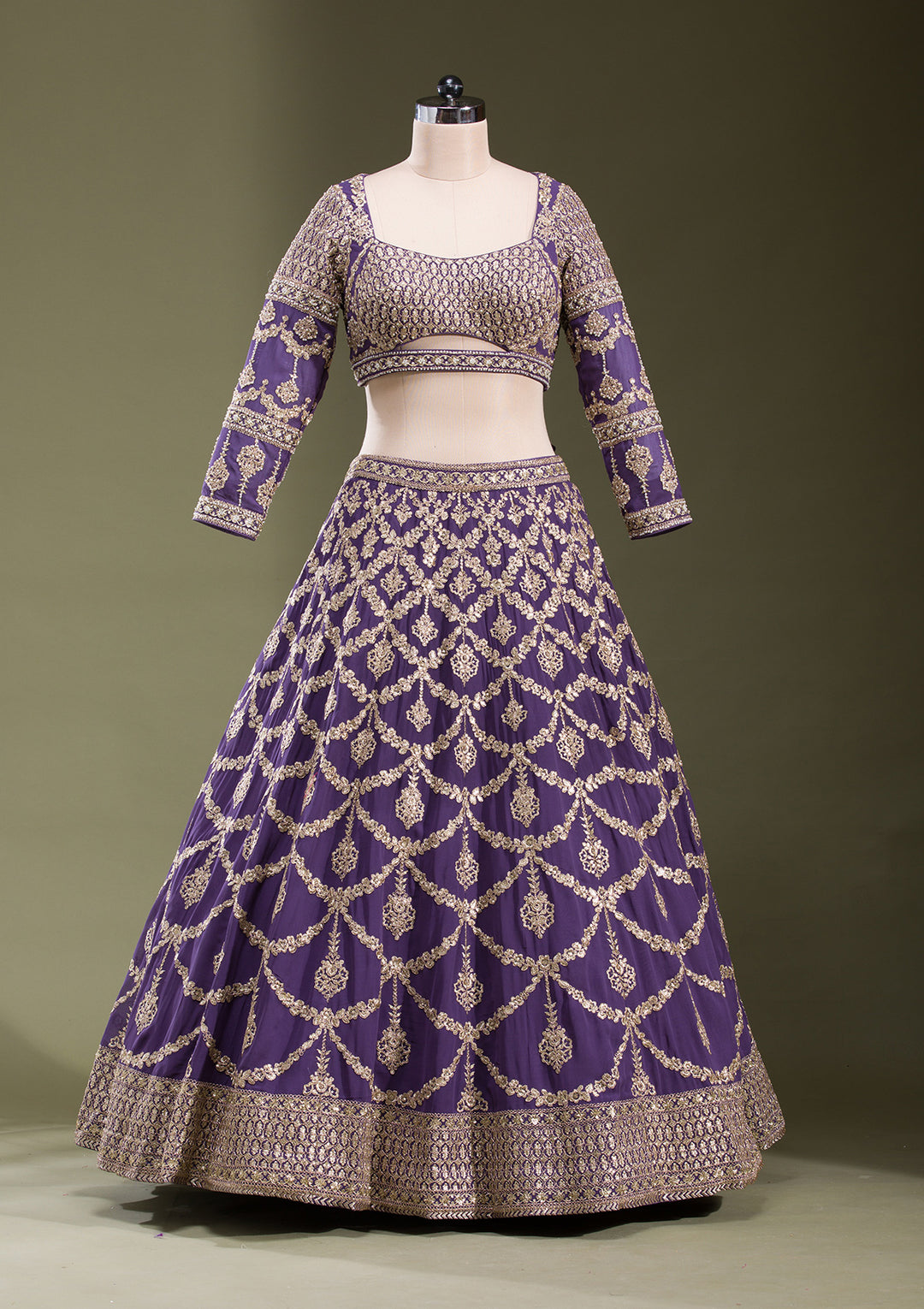 Purple Zariwork Georgette Readymade Lehenga