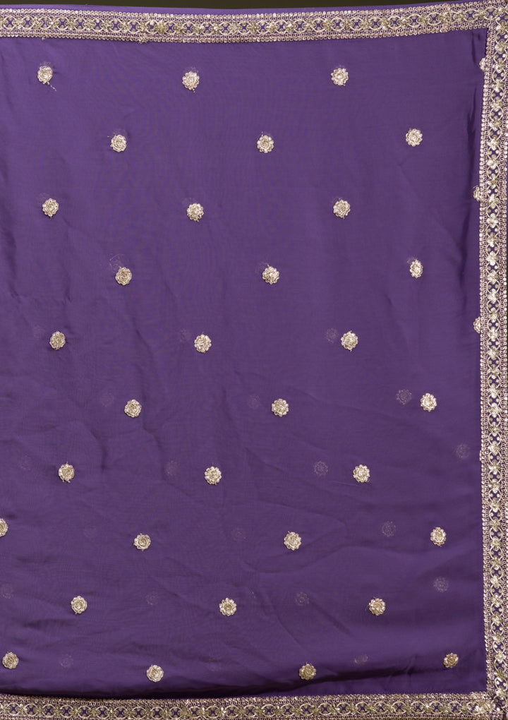 Purple Zariwork Georgette Readymade Lehenga