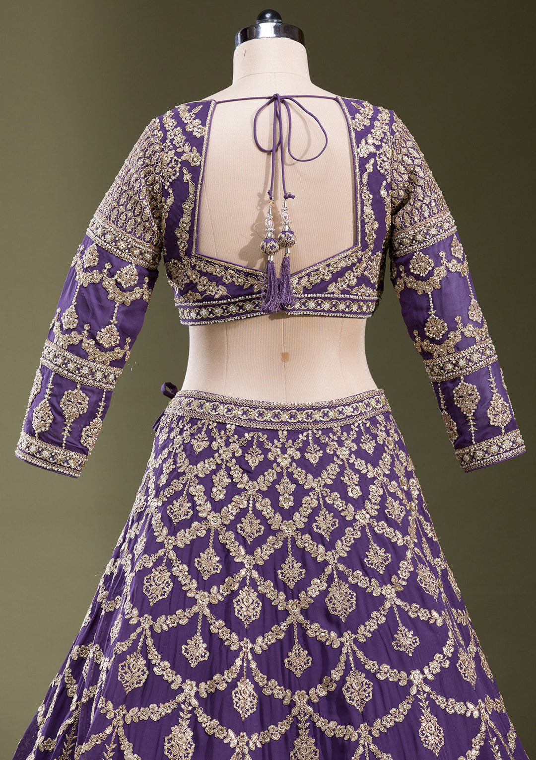 Purple Zariwork Georgette Readymade Lehenga