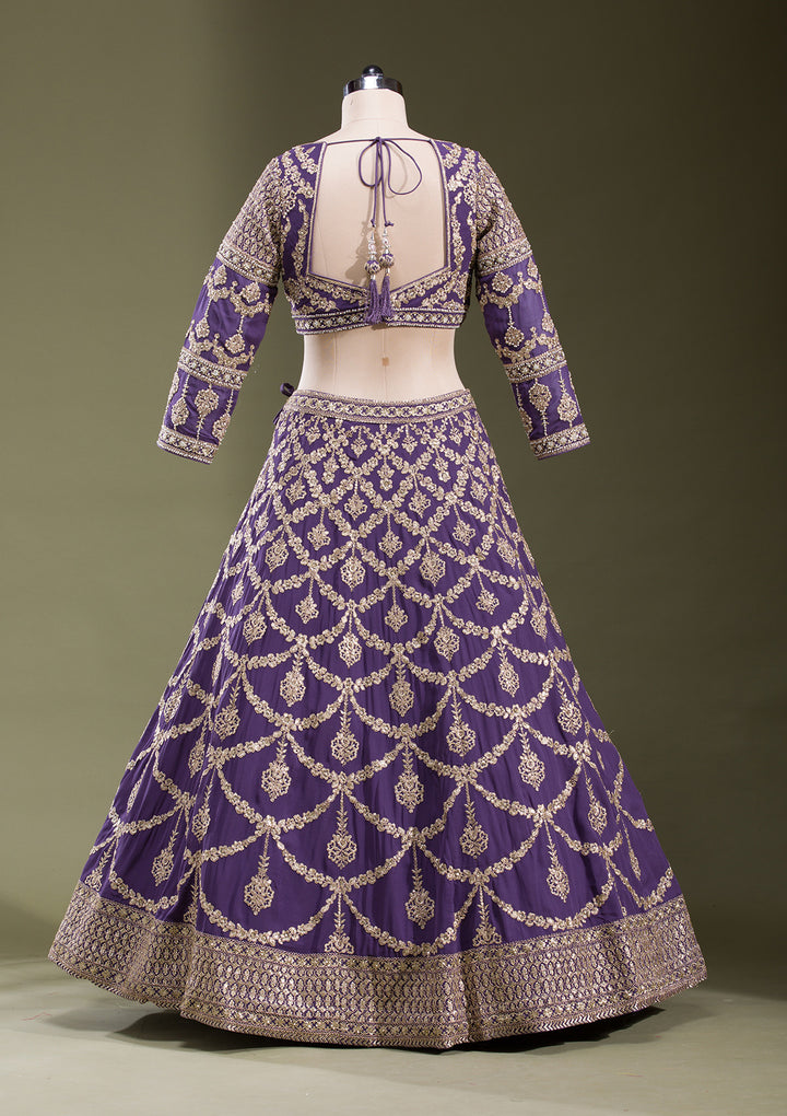 Purple Zariwork Georgette Readymade Lehenga