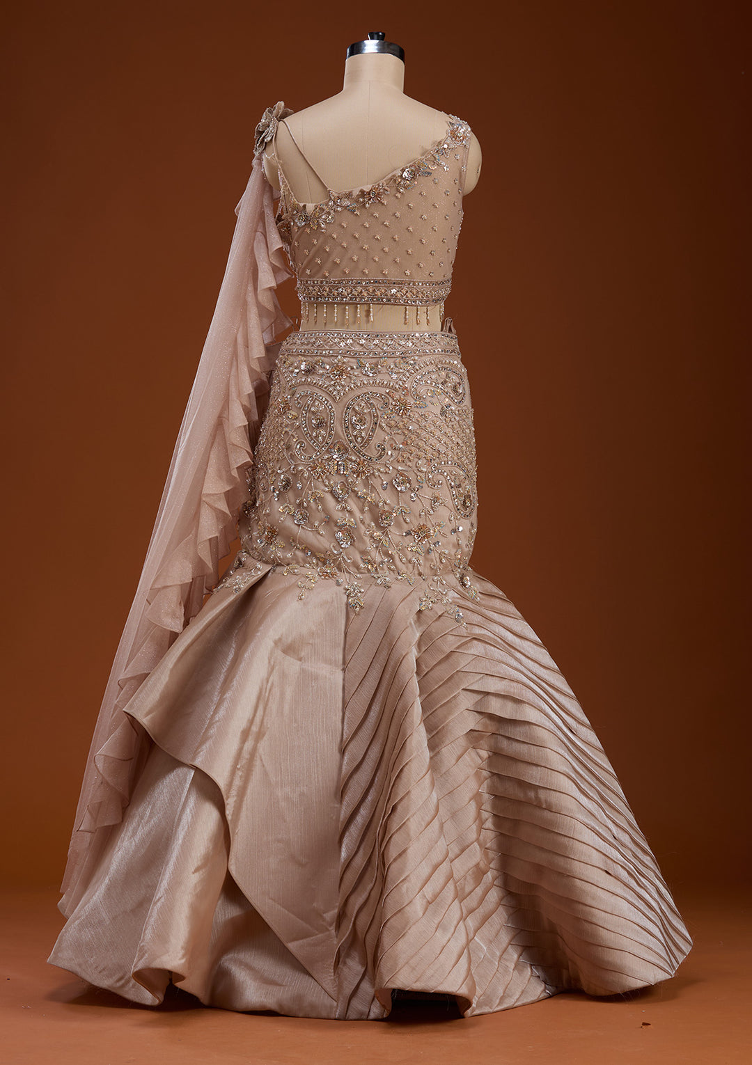 Gold Stonework Shimmer Readymade Lehenga