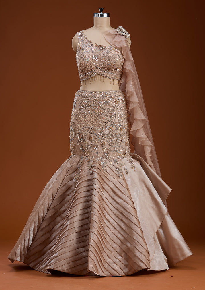 Gold Stonework Shimmer Readymade Lehenga