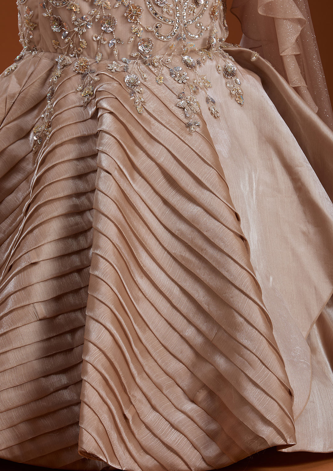 Gold Stonework Shimmer Readymade Lehenga