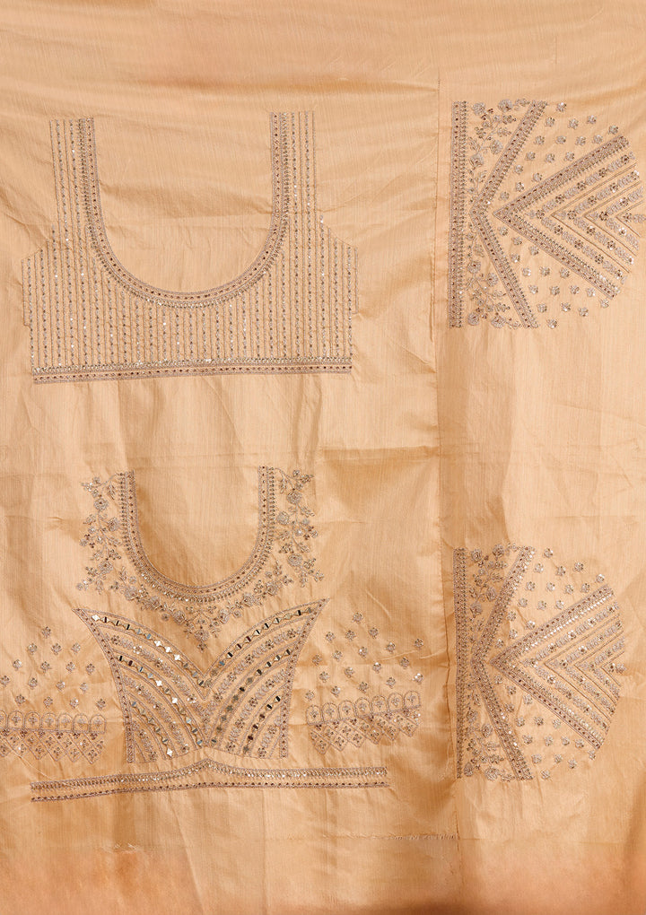 Peach Threadwork Banarasi Readymade Lehenga