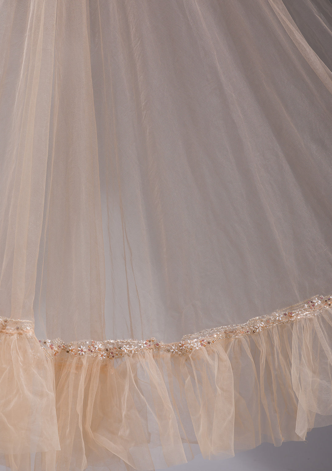 Peach Cutdana Imported Fabric Readymade Lehenga