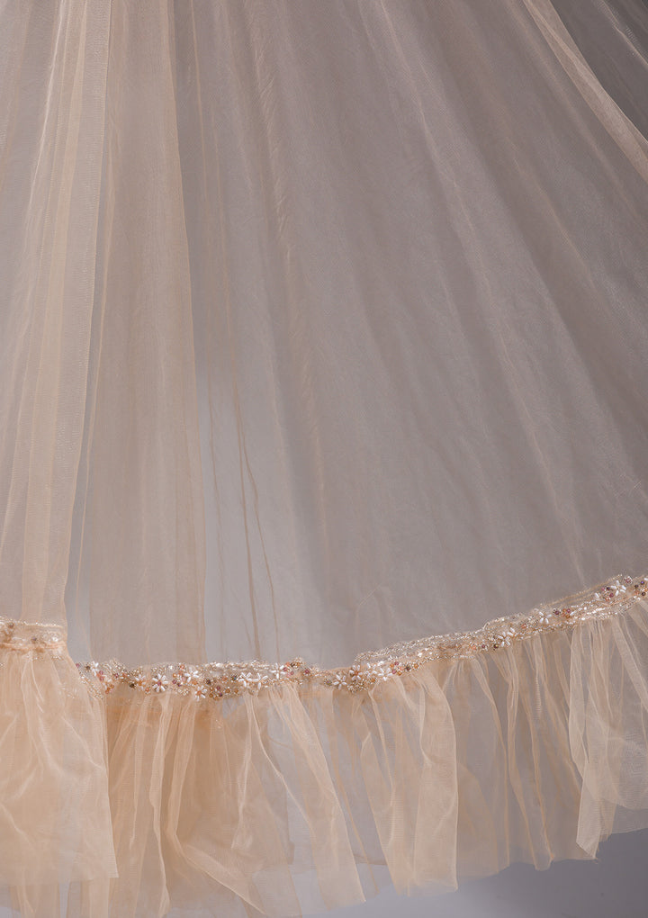 Peach Cutdana Imported Fabric Readymade Lehenga