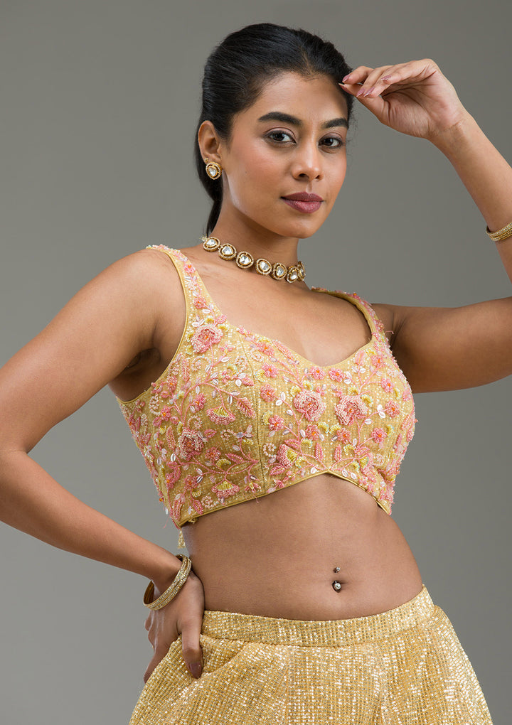 Yellow Cutdana Imported Fabric Readymade Lehenga