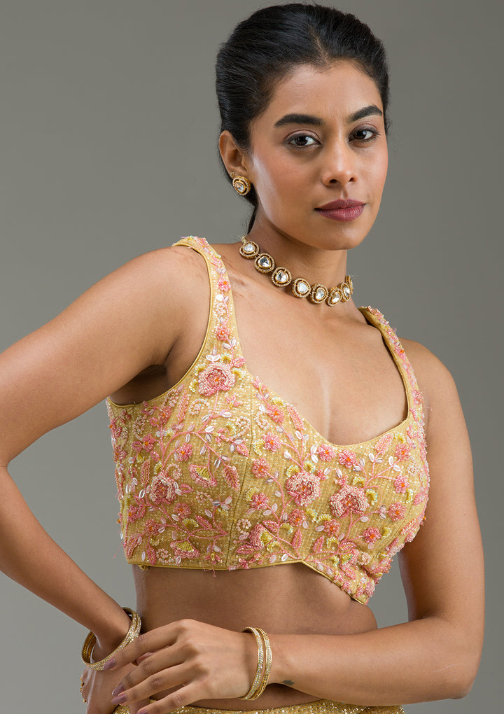 Yellow Cutdana Imported Fabric Readymade Lehenga
