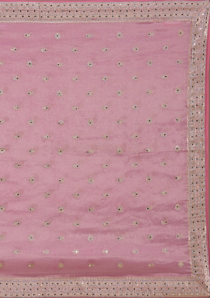 Baby Pink Mirrorwork Banarasi Readymade Lehenga