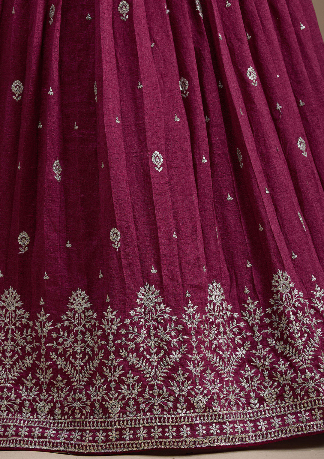 Purple Zariwork Net Semi-Stitched Lehenga