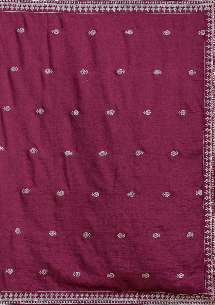 Purple Zariwork Net Semi-Stitched Lehenga