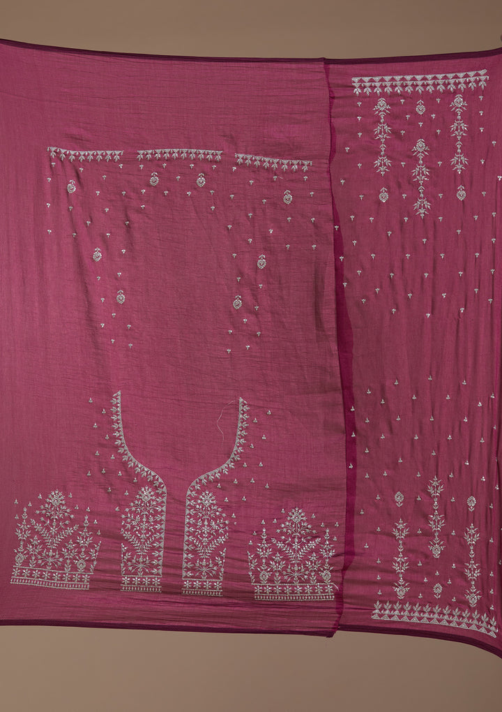 Purple Zariwork Net Semi-Stitched Lehenga