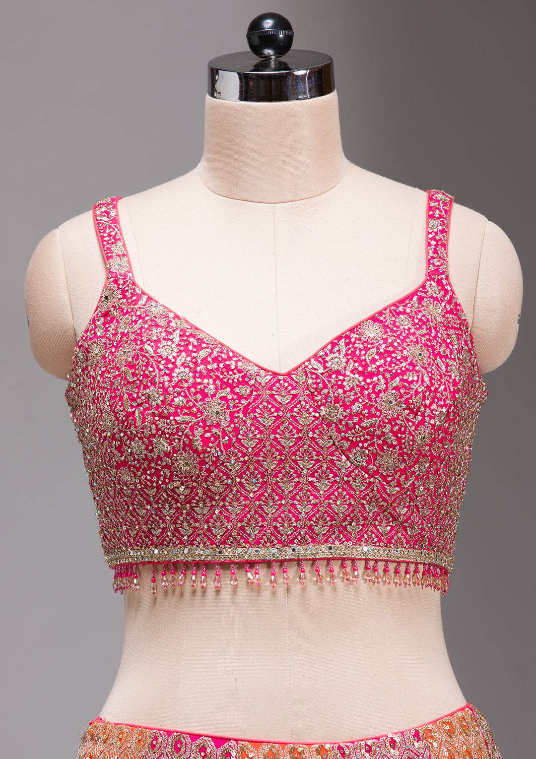Rani Pink Zariwork Georgette Readymade Lehenga