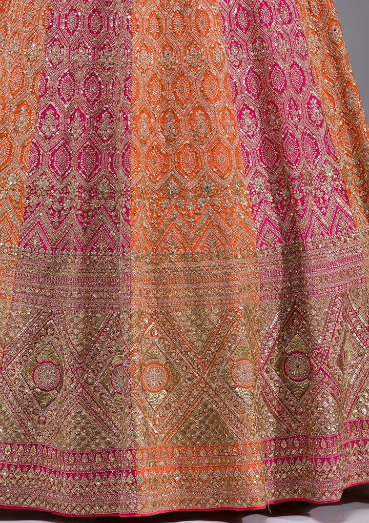 Rani Pink Zariwork Georgette Readymade Lehenga