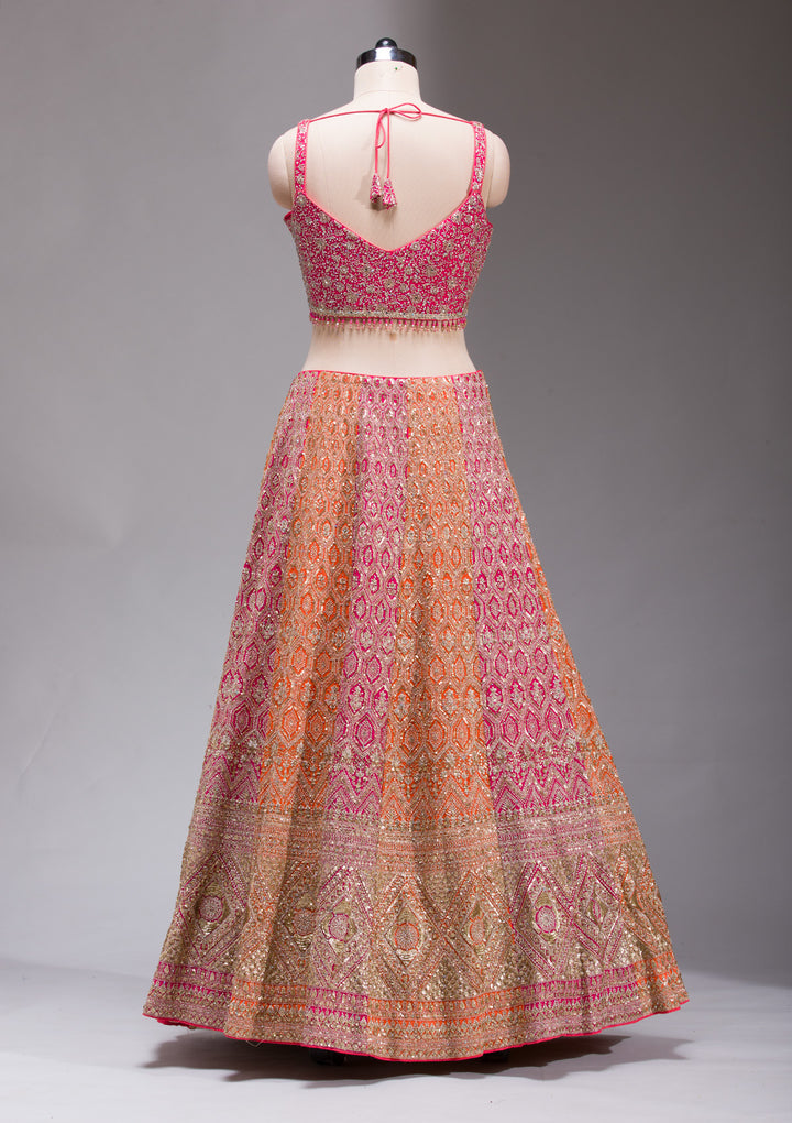 Rani Pink Zariwork Georgette Readymade Lehenga